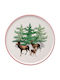 Hermia Deer Pastoral Shallow Ceramic Multicolour Plate with Diameter 25.5cm 6 Pieces