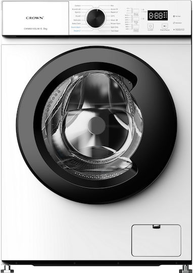Crown Washing Machine 6kg with Steam Technology 1000 Turns CWM6010SLIM