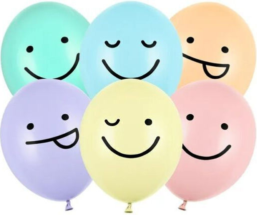 Set 6 Green Latex Balloons Faces 30cm