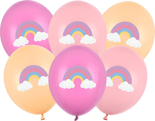 Set of 6 Baptism Balloons Rainbow Latex Rainbow 30cm (Various Colours)