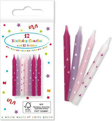 Pink Birthday Cake Candles 12 Pieces