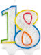 Birthday Candle No 18 Multicolour Glitter
