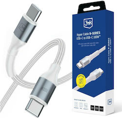 3MK Cablu USB 2.0 USB-C Masculin - USB-C 100W Alb 2m