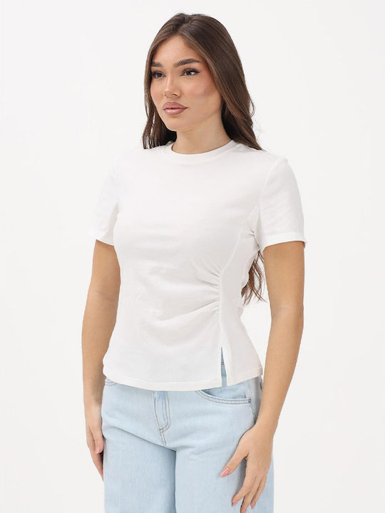 Women's Cotton Short Sleeve White Blouse