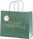 Merry Christmas Gift Bag for Gift Green 32.5x11.5x26.5cm