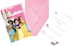 Invitații Petrecere Princess Plic 6 Bucăți