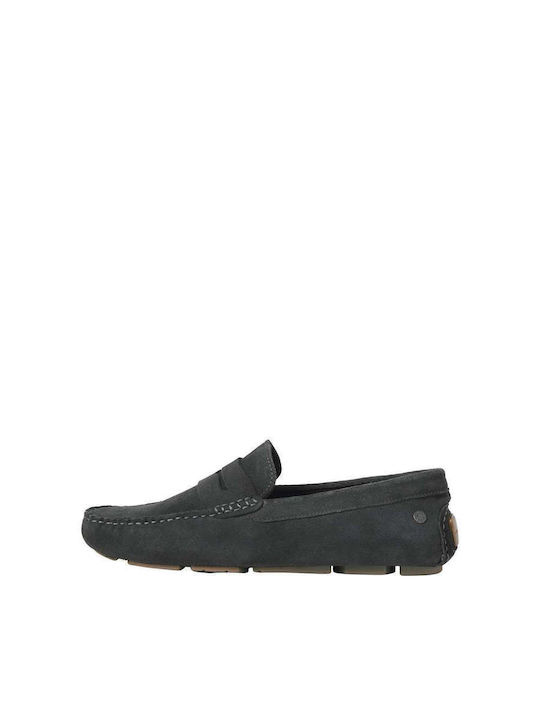 Jack & Jones Suede Ανδρικά Μοκασίνια σε Μαύρο Χ...