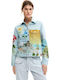 Short Women's Jacket for Winter Denim Medium Wash