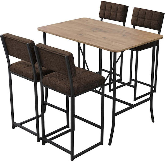 Bar Table with 4 Stools 110x70cm