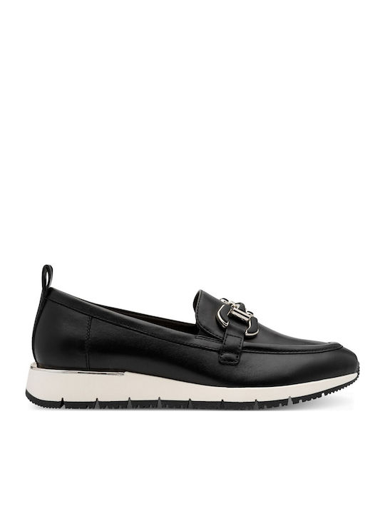 Tamaris Leather Women's Moccasins in Black Colour