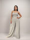 Women's Strapless One-piece Jumpsuit Beige