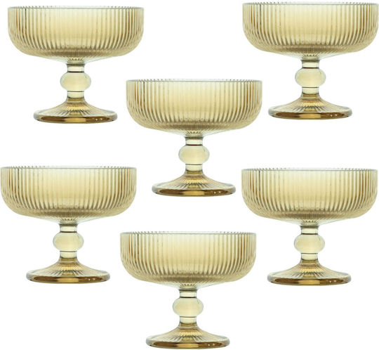 Raki Bloom Serving Bowls Ice Cream Round Glass Yellow Diameter 12cm 6 Pieces