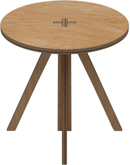 Tripus Round Dining Table Wooden Natural 75x75x75cm
