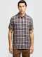 Short Sleeve Linen Checked Multicolour Shirt