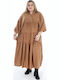 Maxi Shirt Dress with Ruffles Tabac