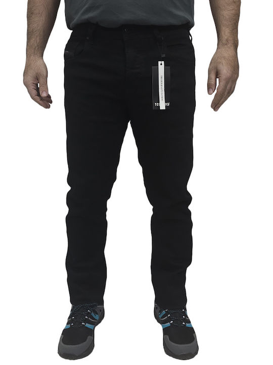 Ανδρικό Παντελόνι Τζιν με Regular Εφαρμογή Black