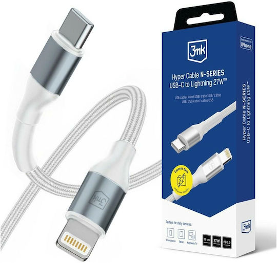 3MK Hyper USB-C to Lightning Cable 27W Λευκό 0.5m