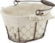 Oval Bread Serving Basket Raki 16x11x10cm Made Metal Fabric Handle