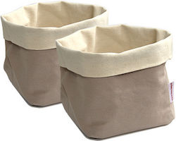 Set 2 Oval Textile Bread Baskets Ilsa 14x14xh16cm Beige 100% Cotton Set 2 Oval Textile Bread Baskets Ilsa 14x14xh16cm Beige 100% Cotton
