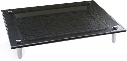 Rectangular Platter Raki 30x40cm Black Chrome Foot Support H7.5cm Mn0103119