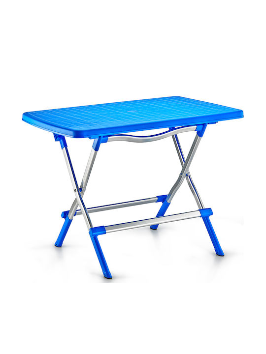 Masă Pliabilă Din Plastic Pentru Exterior Albastră 115x70x72,5 cm