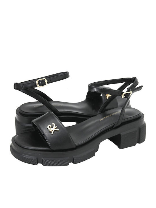 Damen Sandalen Schwarz Leder