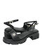 Damen Sandalen Schwarz Leder