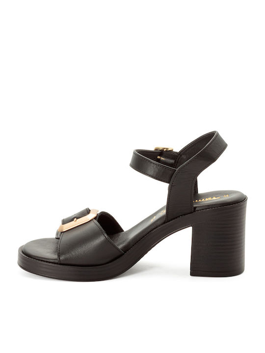 Damen Sandalen Schwarz Leder