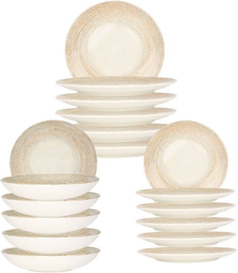 Bonna Geschirrset aus Porzellan Beige 20Stück