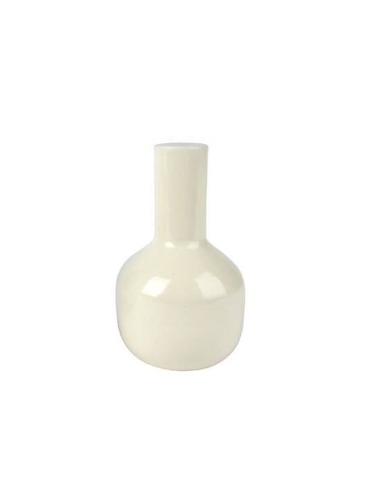 Kaemingk Decorative Metallic White Vase Φ10xH19cm