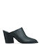 Кожени Мюли с Високи Токчета в Черен Цвят