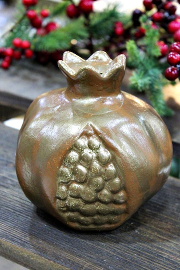 Gerakis Tabletop New Year's Lucky Charm Brown Pomegranate Made of Plaster 11.5x11.5cm 004075KA