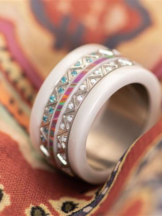 iXXXi Damentlicher Ring mit Steinen aus Stahl