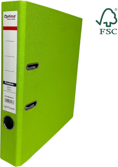 Optima Clasic & Premium Mapă Cu Inele În Formă De Arc A4 Laminată Pp Margine Metalică 50 Mm Optima Premium Verde Deschis