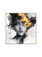 Marhome Black and White Half Face of Woman with Golden Details Painting on Canvas 82x82cm