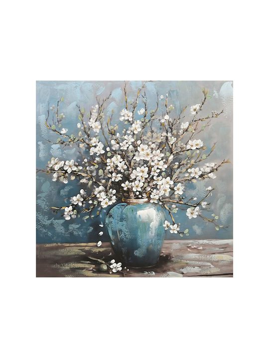 Marhome Βαζο Με Μαργαριτες Πίνακας σε Καμβά 80x80cm