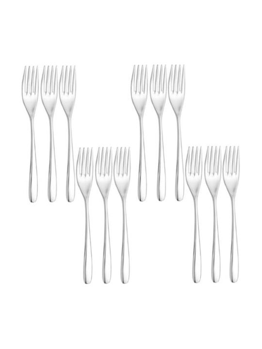 Raki Novecento Set Fruit Dessert Forks Stainless Silver 12 Pieces