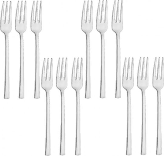 Raki Medea Set Of Fruit Dessert Forks Stainless Silver 12 Pieces