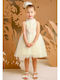 Baby Bloom Ecru Baptism Dress Made of Tulle