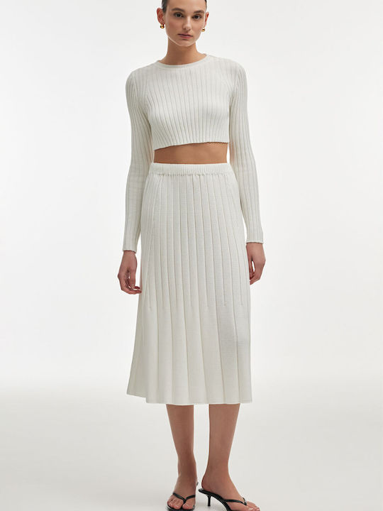 Γυναικείο Crop Top Μακρυμάνικο White