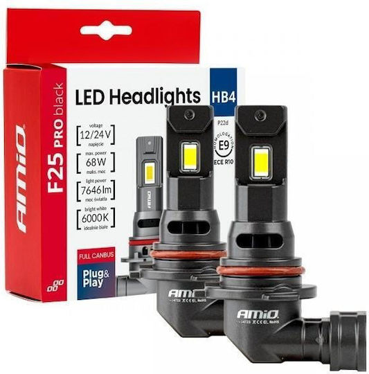 AMiO Car and Motorcycle Lamps HB4-9006 Canbus LED 6000K Cold White 12-24V 68W 2pcs