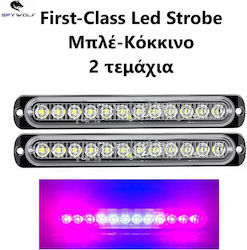 Spywolf First-Class Led Stroboscop Lumini De Volum Pentru Camioane Roșu-Albastru 12led 12/24v 6000lm 2 Bucăți Tc-331