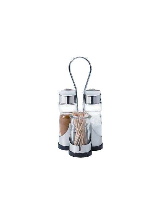 Raki Set Alături De Sare și Piper Inox Cu Suport 2 Bucăți