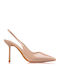 Pointed Toe Heels in Patent Leather with High Heel Beige