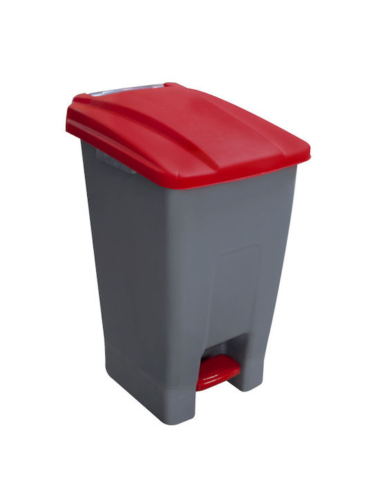 Raki Coș de Gunoi Plastic cu Pedală și Roți Roșu 70l