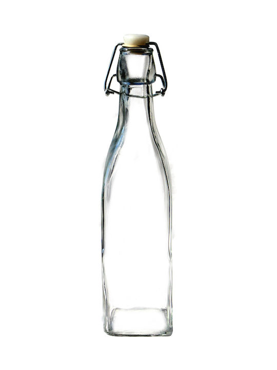 Raki Sticlă Pătrată De Apă Din Sticlă Cu Clemă Transparentă 520ml