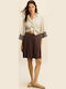 Long Sleeve Women's Satin Shirt Off White