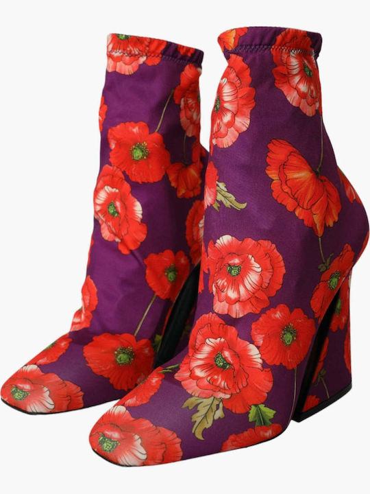Leder Damen Stiefeletten Knöchel Lila