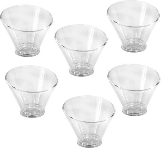 Raki Cone Transparent Salad Bowl 20x20x18cm 6 Pieces