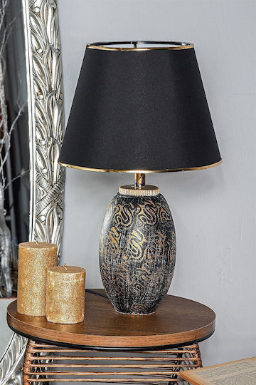 Dekoratives Keramik Tischlampe Gold Schwarz 30x50cm